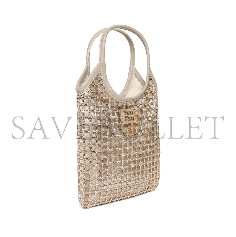 MIU MIU IVY SATIN HANDBAG WITH SYNTHETIC CRYSTALS 5BA281 (24*20cm)